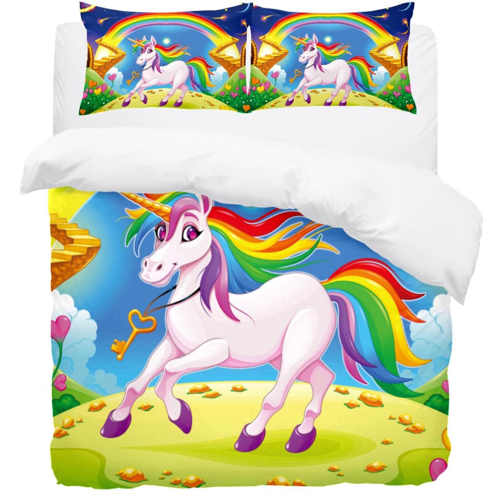 Parure de lit licorne fleurie pour une chambre au décor féerique