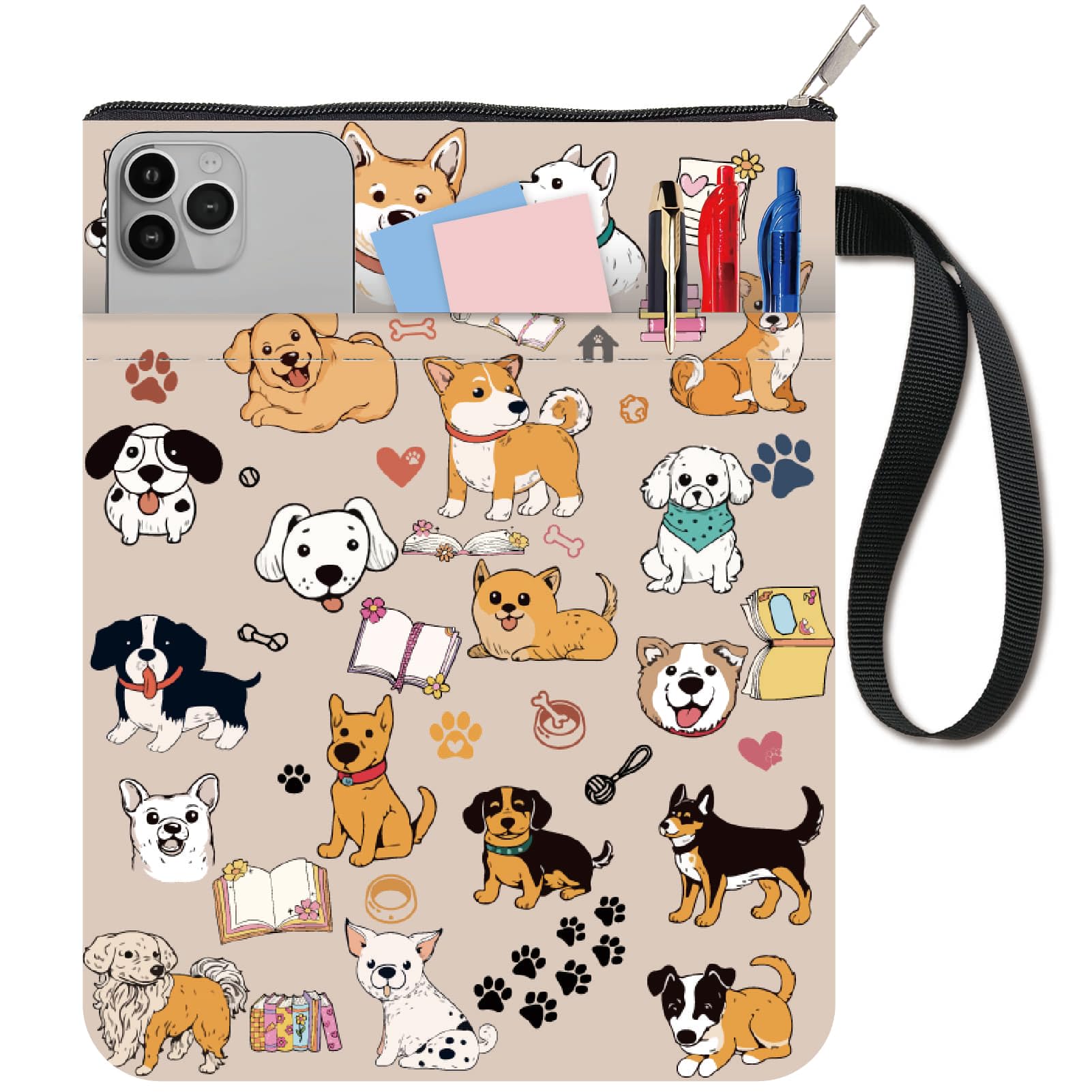 CRASPIRE Dog Cover and Sleeve Protector for Paperbacks, Washable Fabric Cloth Book Cover With Zipper and Extra Pocket