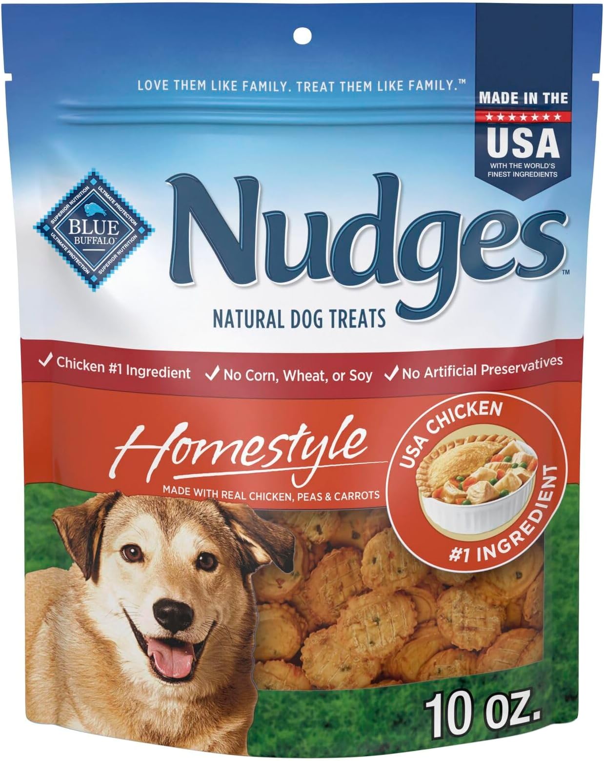 - Nudges Homestyle Natural Dog Treats Made with Real Chicken, Made in the USA, Chicken, 10-oz Bag