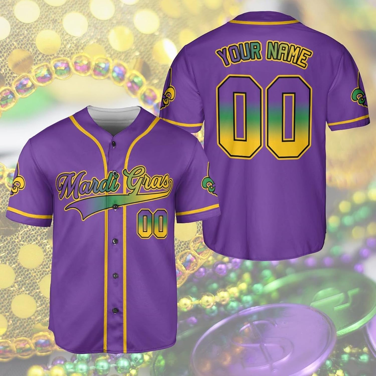 Personalized Baseball Jersey - Custom Name & Number Parade Jersey, Mardigras Squad Jersey, Louisiana, Fat Tuesday Gifts A1 Black