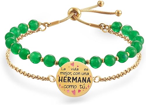 LParkin Pulsera Mujer Hermana Acero Inoxidable Regalo Cumpleaños Hermana Pulsera a la Mejor Hermana Ajustable