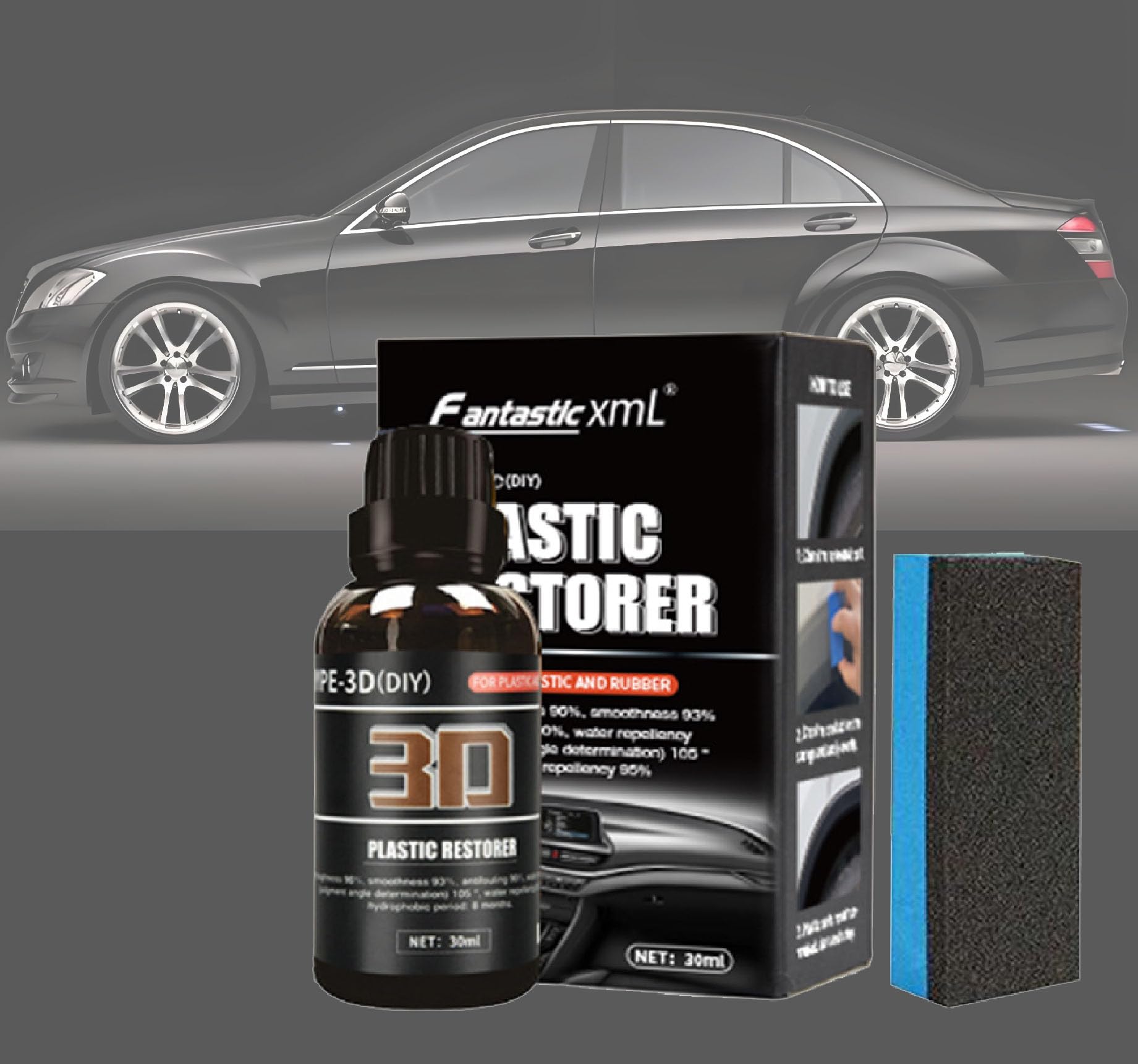 LBOYLOVE® Car Plastic Restorer, Back to Black Trim Restorer, Qucik Crystal Coating Plastic Restoration, Exterior and Interior Plastic Revitalizing Coating Agent, Resists Water, UV Rays, Dir