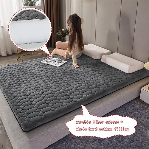 Miniatura 6 de KKCD Colchón de futón suave japonés plegable para suelo colchón enrollable tatami cubrecolchón de cama individual doble portátil para viajes