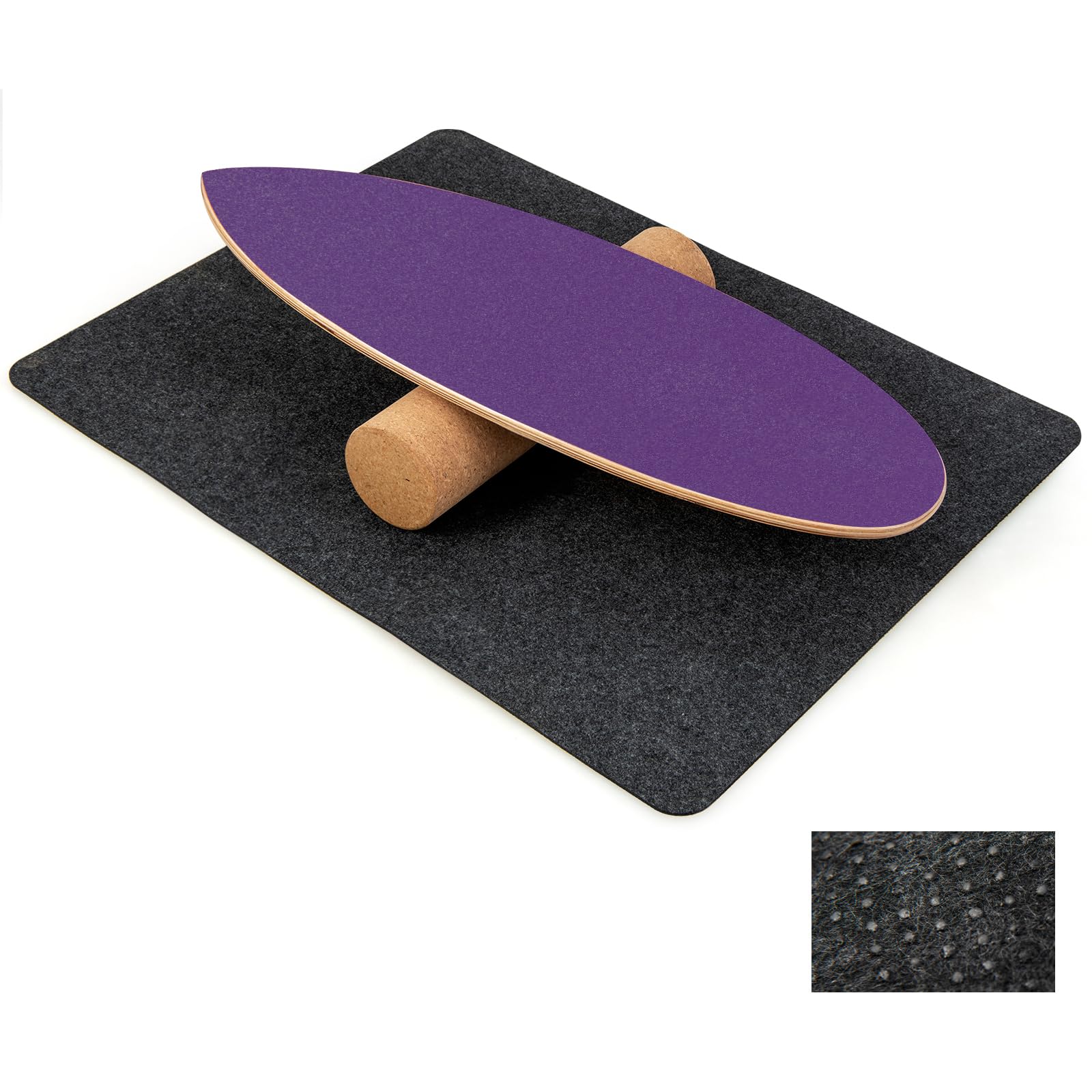FANTASK Holz Balance Board, Balancebrett, Balance Trainer Trickboard für zuhause, inkl. Korkrolle, Balance-board aus 8 hochwertigen Holzschichten gepresst, Lila
