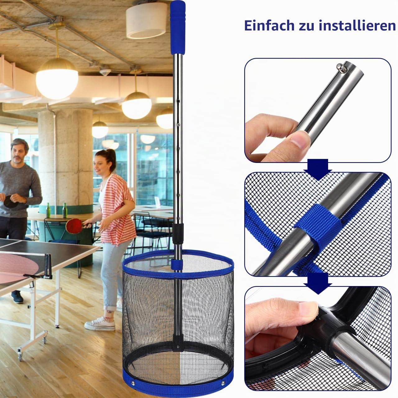 BESPORTBLE Tischtennisball Sammler Pongball Retriever Teleskopstange Behälter Organizer Leicht Tragbar Für Spielplatz Ballsammelarbeit