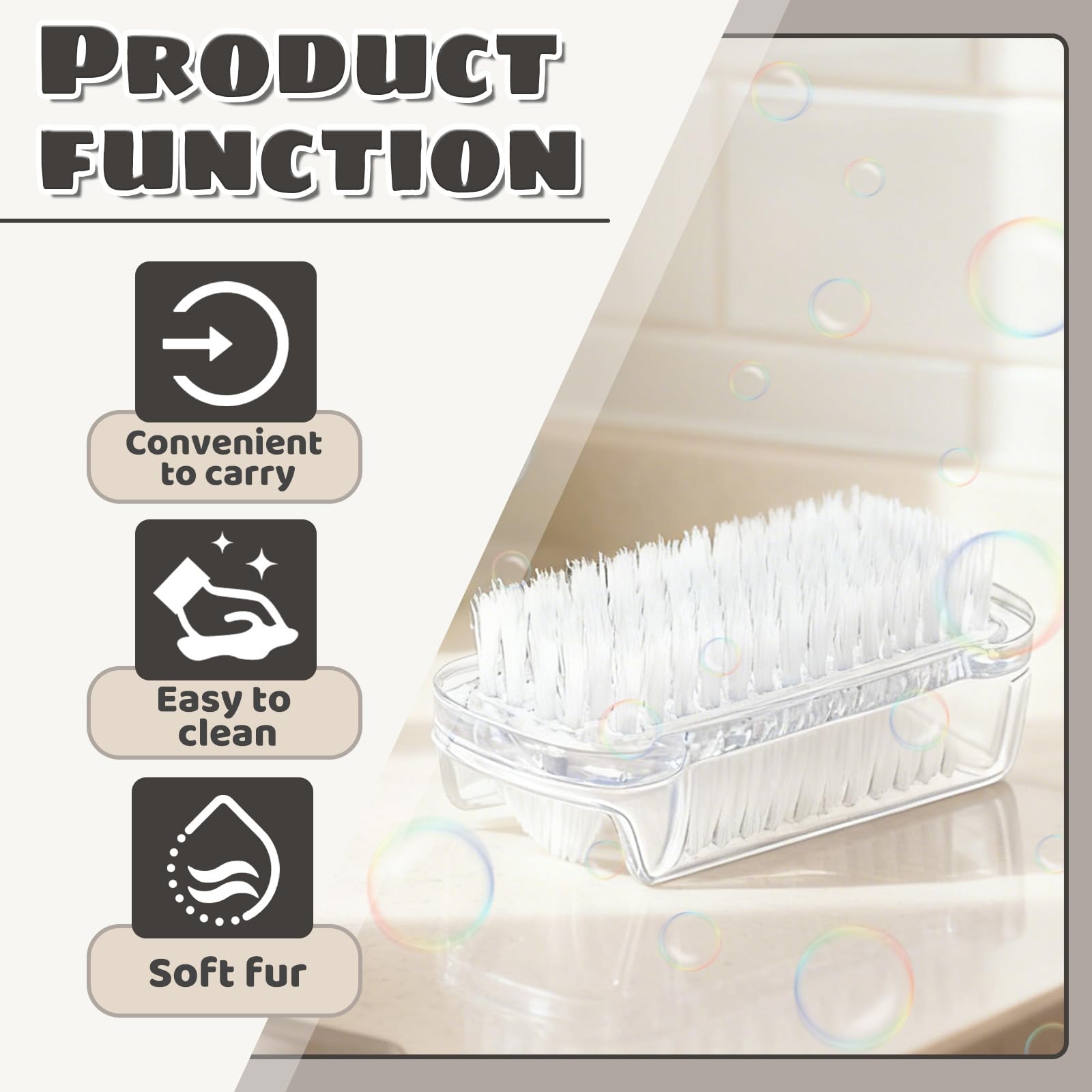 2 Pièces Brosse à Ongles Robuste, Main Brosse de Nettoyage en plastique pour Récurer les Ongle de Lavage des Mains Petite pour Manucure et Pédicure Outil de Nettoyage pour Orteils(transparent)