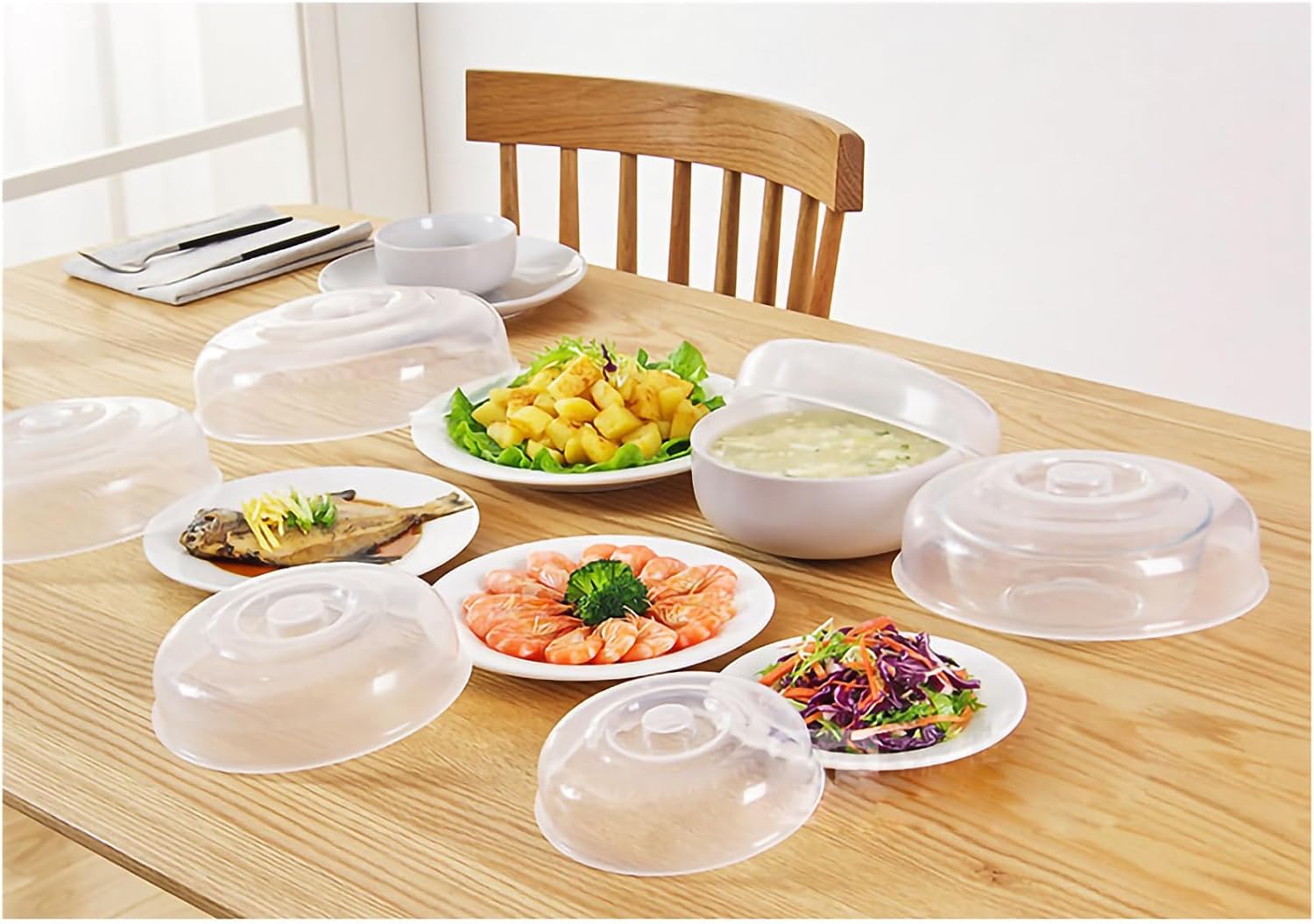 Microwave Splatter Cover for Food, Clear Microwave Splash Guard Cooker Lid Plate Serving Cover Kitchen Gadgets for Heating Food (Large size 20cm) image 2
