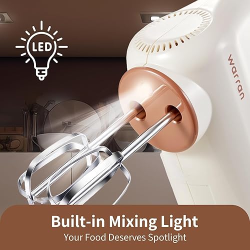 Miniatura 4 de Batidora de mano eléctrica pequeña y ligera, con potente motor de CC silencioso para hornear, pasteles, brownies, masa de galletas, ideal para la