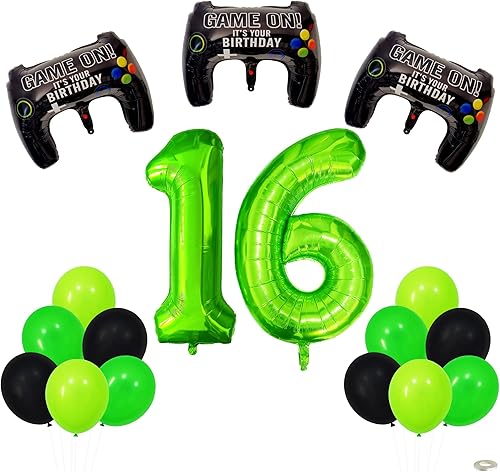 Miniatura 1 de Juego de globos de fiesta de videojuegos para niños, decoraciones de fiesta de cumpleaños número 16, globos de látex de aluminio de Mylar de 40