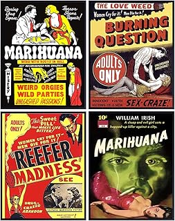 Dope Wall Decor - Weed Posters - Marijuana Gifts for Men - Pot Head Gifts - Cannabis Poster - 8x10 Stoner Room Decor - Ganja, Pot Smoker, Blunt Accessories - Vintage Movie Poster Set