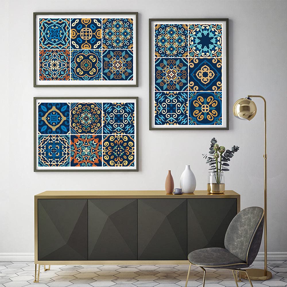 Pegatinas de azulejos coloridas impermeables pegatinas de pared DIY autoadhesivas autoadhesivas retro cuadrados para decoración de muebles de cocina baño 30 cm x 30 cm x 16 piezas