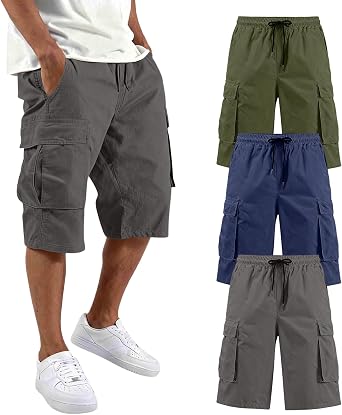 Men Shorts Pack Men Cargo Shorts with Pockets Essentials Skateboarding Sport Capri with Multi Pockets Twill Breathable Short Pant Summer Gardening Short para Hombre Dark Gray XL