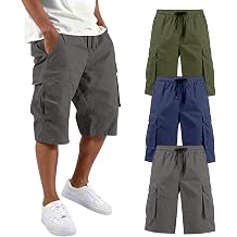 3 Pack Cargo Shorts for Men Athletic Walking Tactical Shorts with Multi Pockets Ripstop Comfort Capri Summer