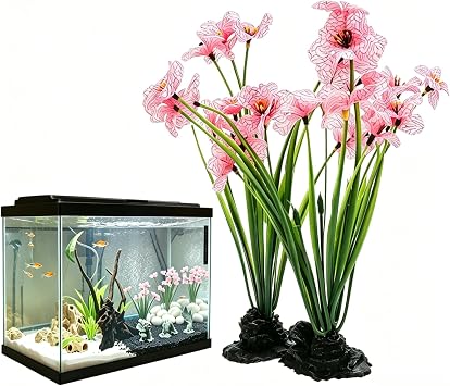 NOLITOY 2Pcs Pink Fish Tank Decor Aquarium Decoration- Betta Water Plants Decoration Models for Aquarium Decorative