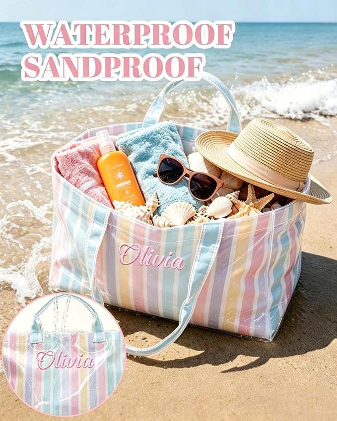Bolso de playa bordado personalizado para mujer miniatura 5