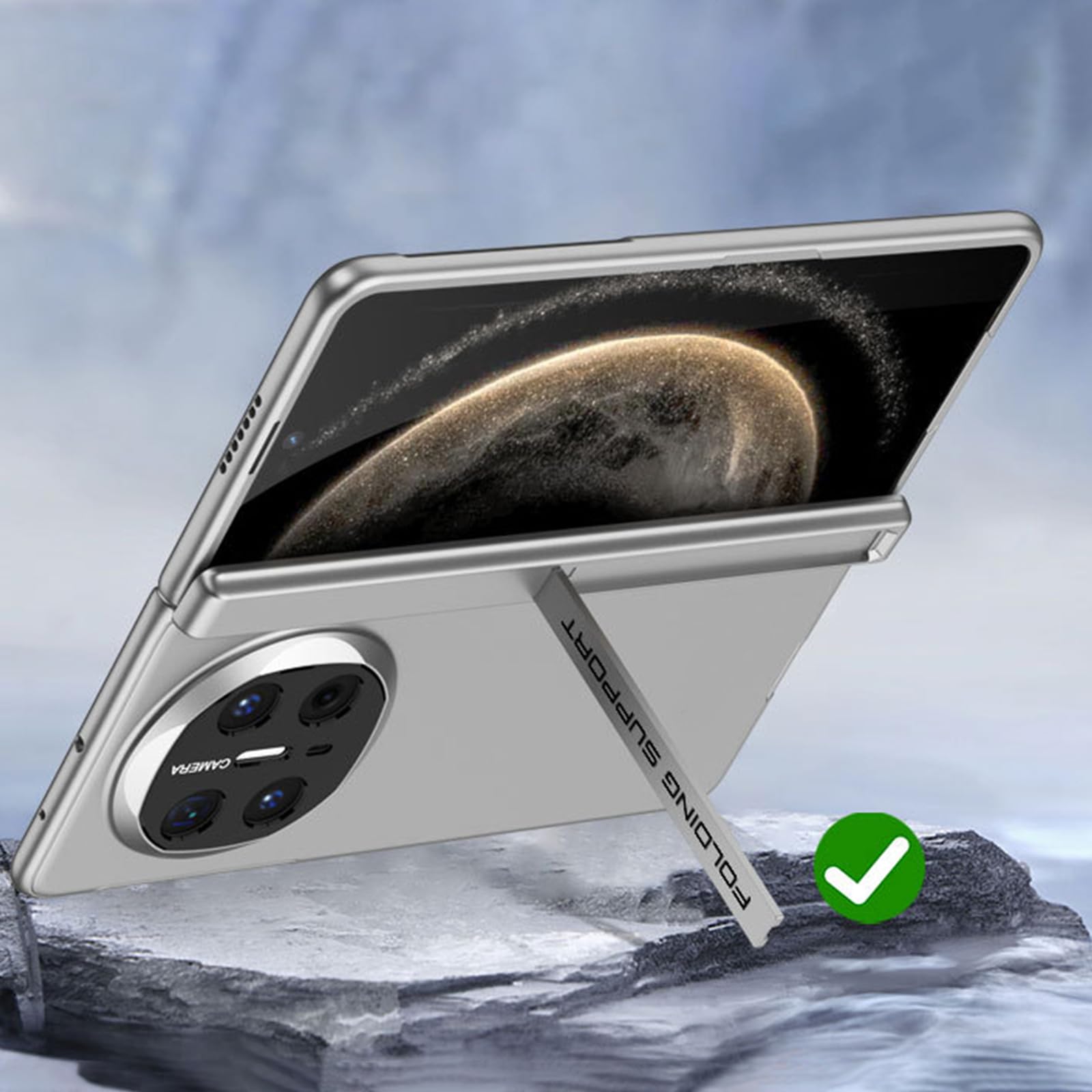 Etui do Huawei Mate X6, ultracienka podpórka z zawiasami magnetycznymi, odporna na wstrząsy, osłona ekranu aparatu, luksusowe platerowanie, kompleksowe etui, szare, Mate X6