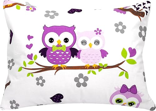Funda de almohada de 13 x 18 pulgadas, diseño de búho, funda de almohada de algodón para niños, funda de almohada de viaje de animales del bosque,