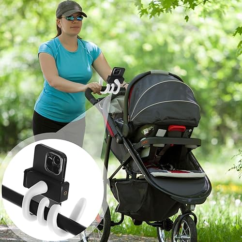 Vista 16 de Amylove 2 soportes para teléfono para cochecito portátil, soporte universal para teléfono celular, accesorios universales para padres, bebés y niños