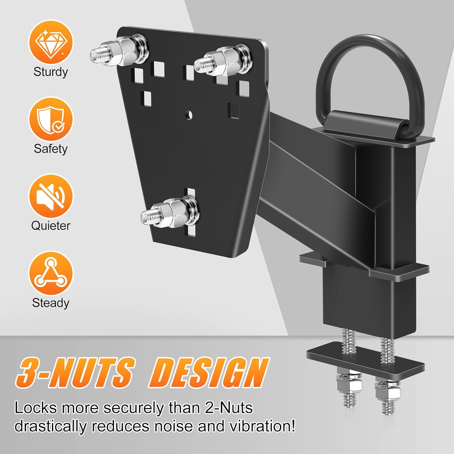 Stake Pocket Spare Tire Carrier,Trailer Spare Tire Mount,Fits Most 4 & 5 & 6 & 8 Lugs Wheels on 4",4.25", 4.5'', 4.75'', 5", 5.32",5.5",6.5" or 6.7" Bolt Patterns,Heavy Duty Powder Coat