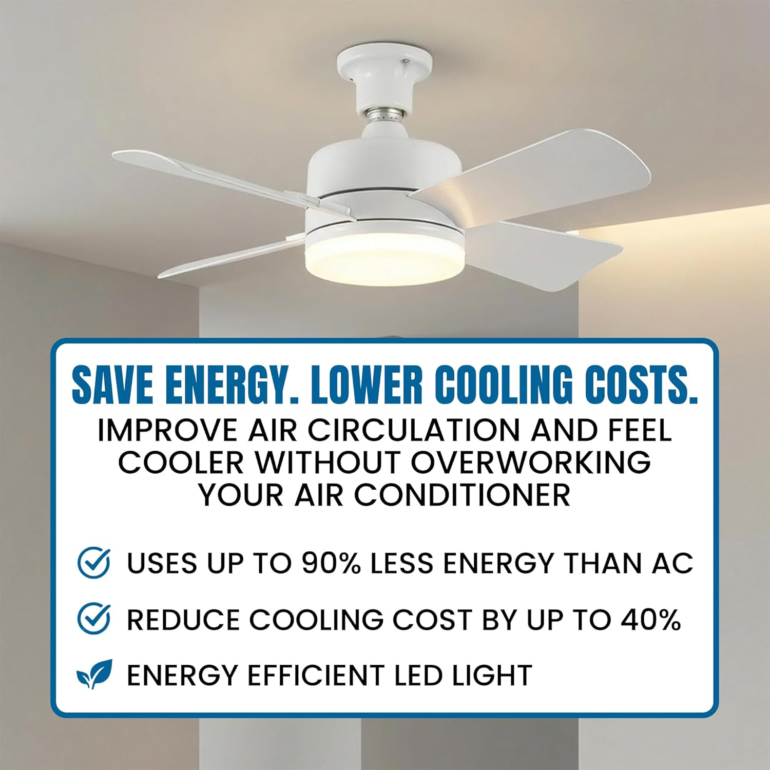 Bell+Howell Socket Breeze 15.4" Socket Fan Light, 5-Speed Deluxe Model – Portable Low Profile Ceiling Fans with Lights and Remote Control – For Bedroom, Kitchen, Living Room