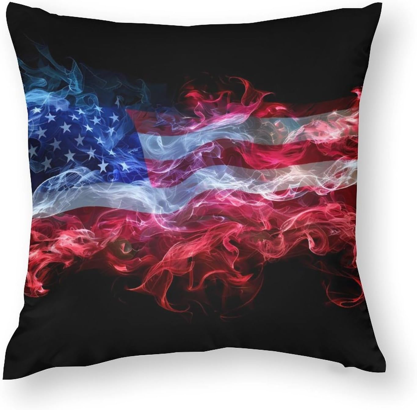 US Smoke Flag Printed Throw Pillow Case 4 Pcs Soft Pillowcases Pillows Covers Sofa Bed Decor 12/14/16/17/18/20/22/24/32 Inches