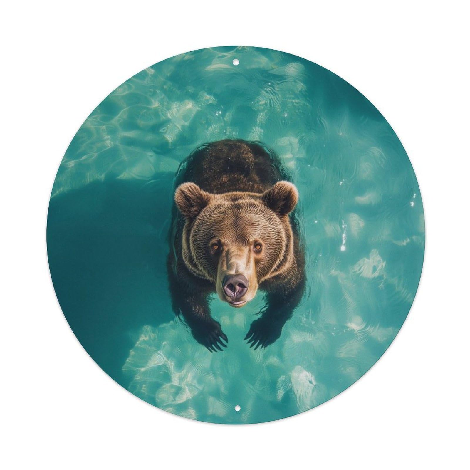 Cwbufd Vintage Style Animal Brown Bear Swimming Wild Vintage Metal Tin Sign Plaque Wall Decor For Cafe, Club Bar, Office, Garden Metal Poster 8X8inch
