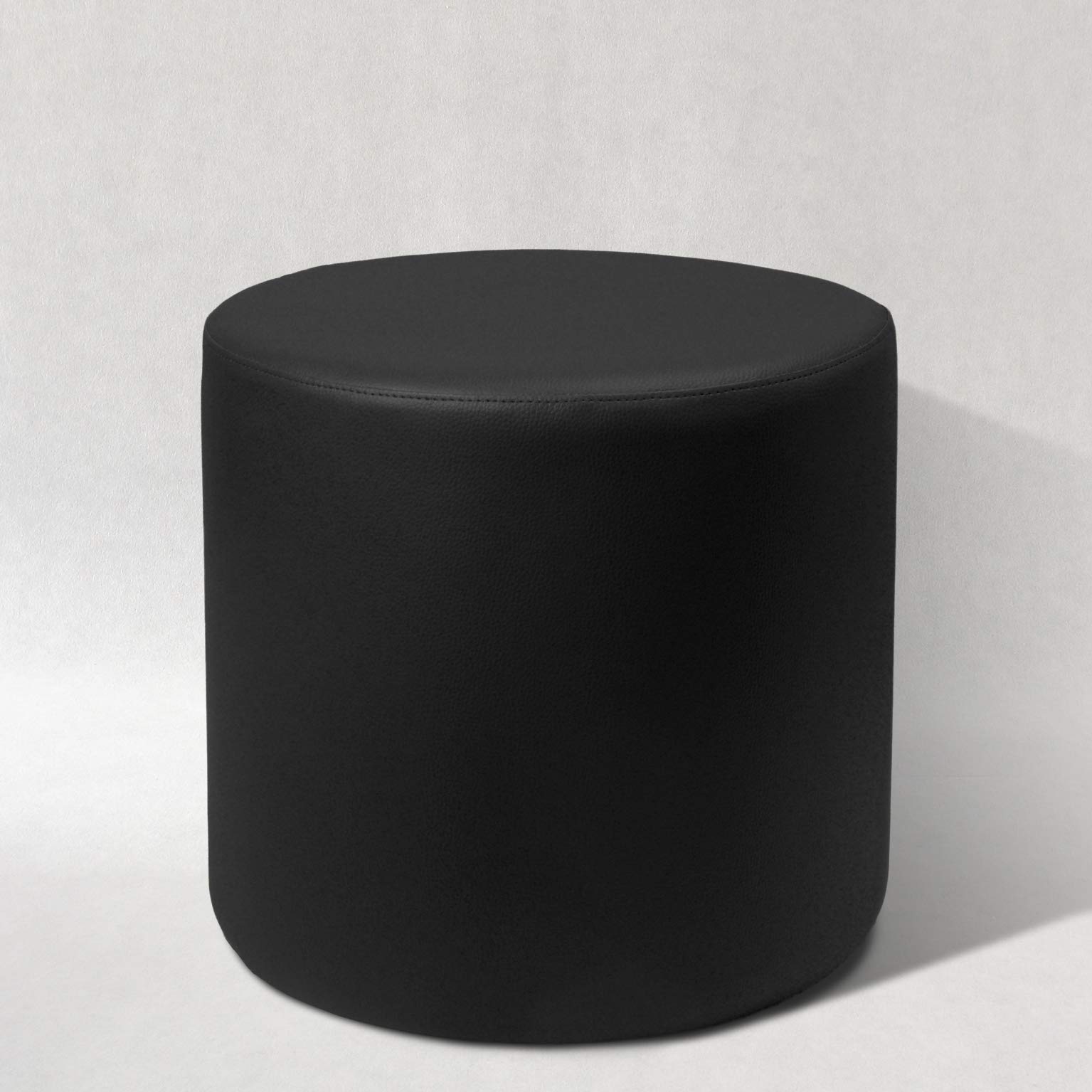 Pouf POUFF Puff PUF Tondo Arredamento Eco-Pelle POGGIAPIEDI Design Made in Italy (Nero)