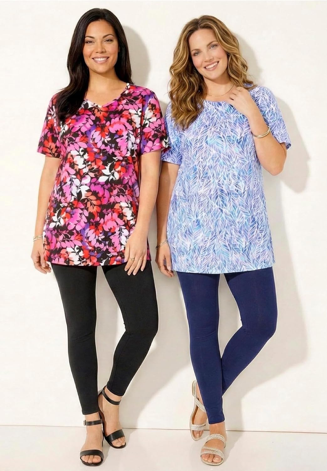 Women's Plus Size Easy Fit Short Sleeve V-Neck Tunic