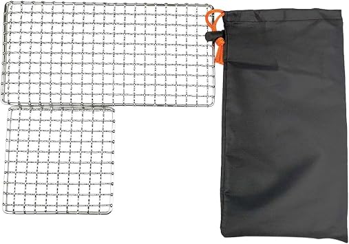 2Pcs Outdoor Camping Pot Rack Square 304 Steel Barbecue Mesh Grill Mesh Mesh Barbecue Grill Tool Non-Stick Metal Outdoor Grill Screen Mesh Grill Grill Grill