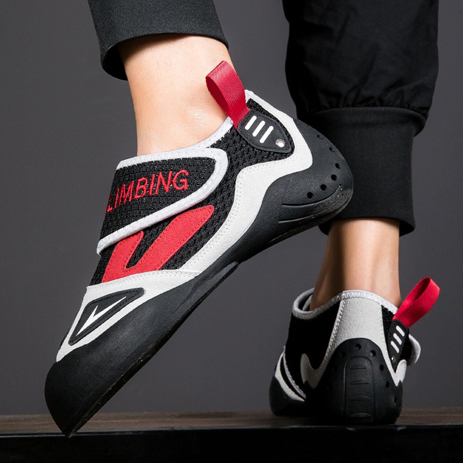 Zapatillas De Boulder Horma plana Refuerzo en la puntera Zapatos scalada Goma pegajosa Pisar PrecisióN Los Puntos Tallas: 32-44 Con cinta adhesiva FáCil De Poner Quitar para Una SesióN De BúLder