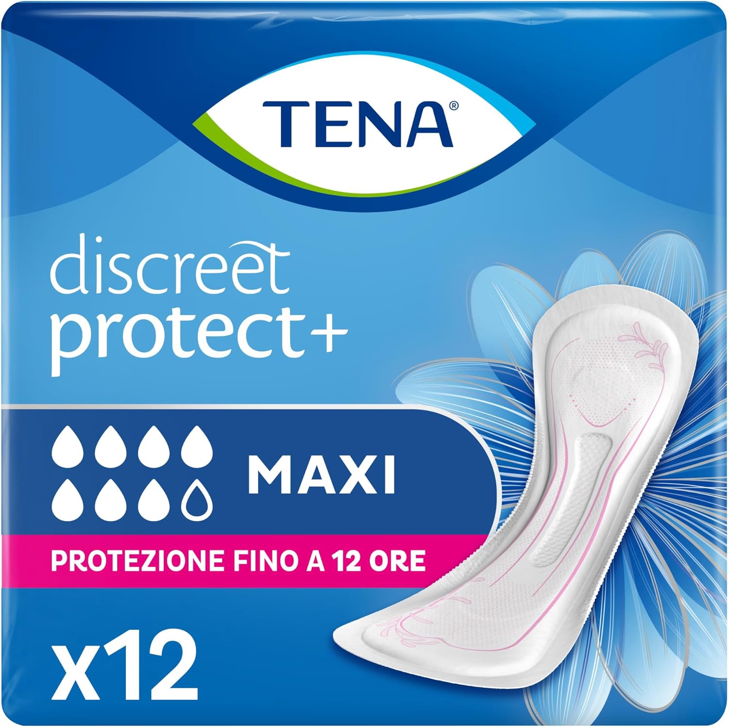 TENA Discreet Maxi x12 Highly Absorbent Pads for Incontinence and