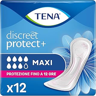 Discreet Maxi x12 – Highly Absorbent Pads for Incontinence and Heavy Urine Loss – Up to 12 Hours of Dryness – 1 Pack with 12 Individual Sachets