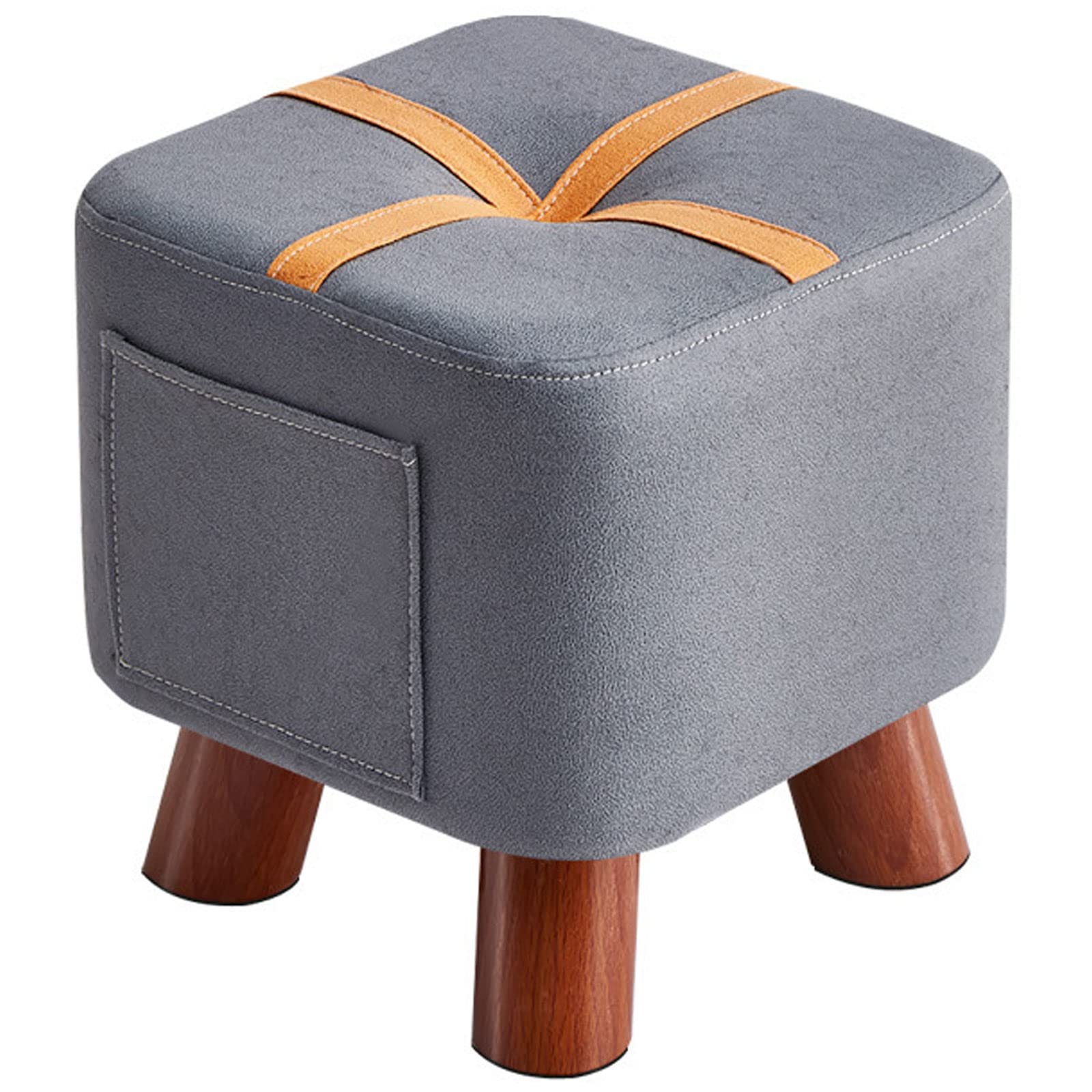 Repose-pieds de luxe LUNEZY en tissu technique et piètement bois