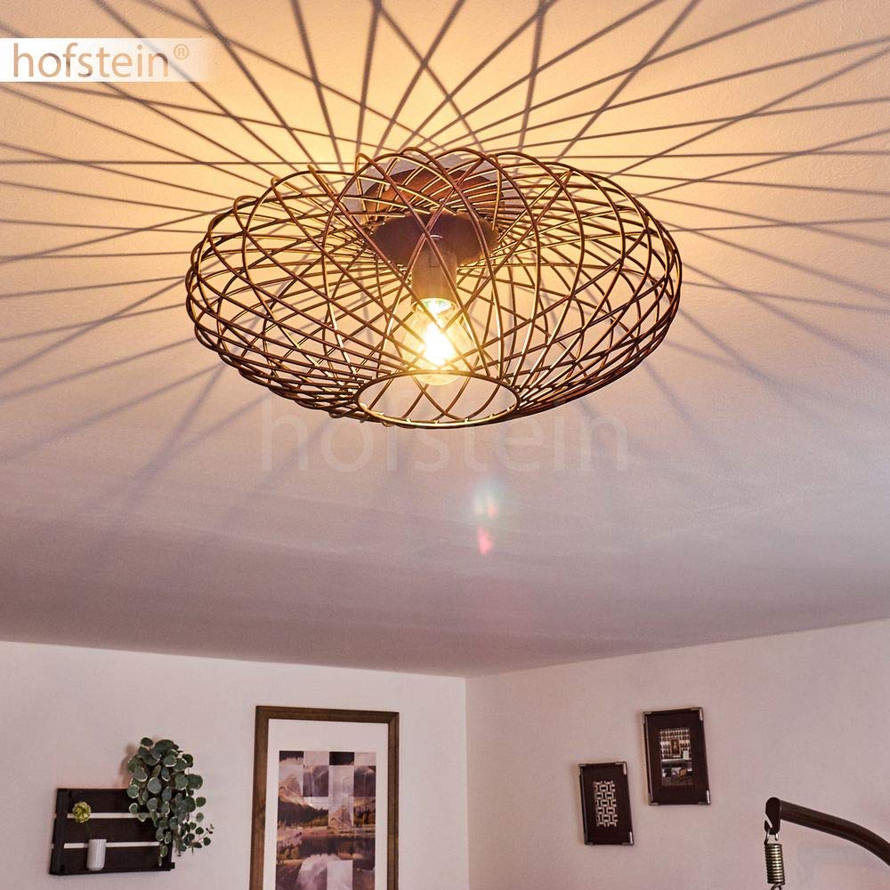 Wemude Ceiling Light, Round Metal Ceiling Light In Black/Copper, 1