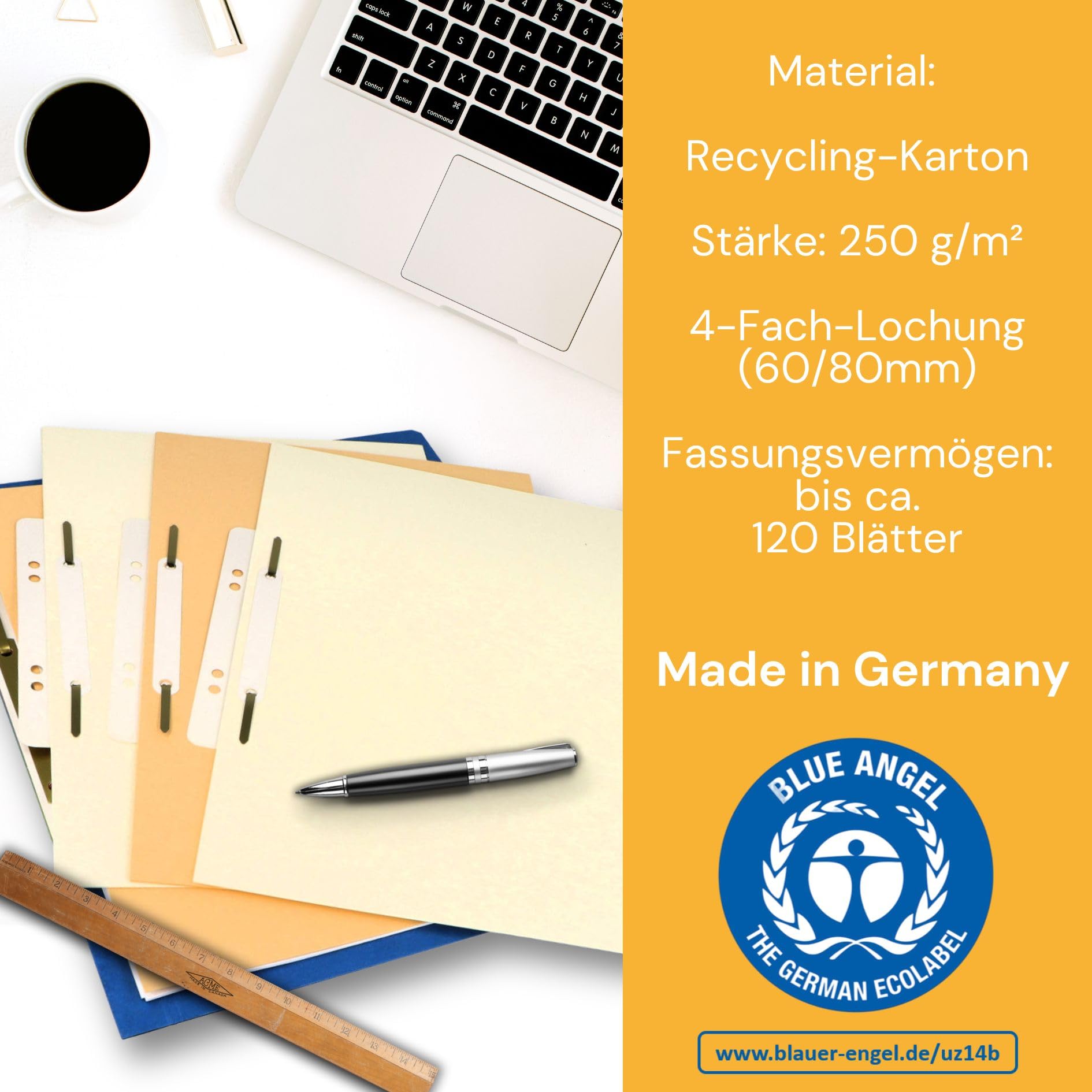 Perfect Line 100 Intercalaires Classeur A4 – Bandes Carton Recyclé 160g, Fabriqué En Allemagne, Blanc Perforé