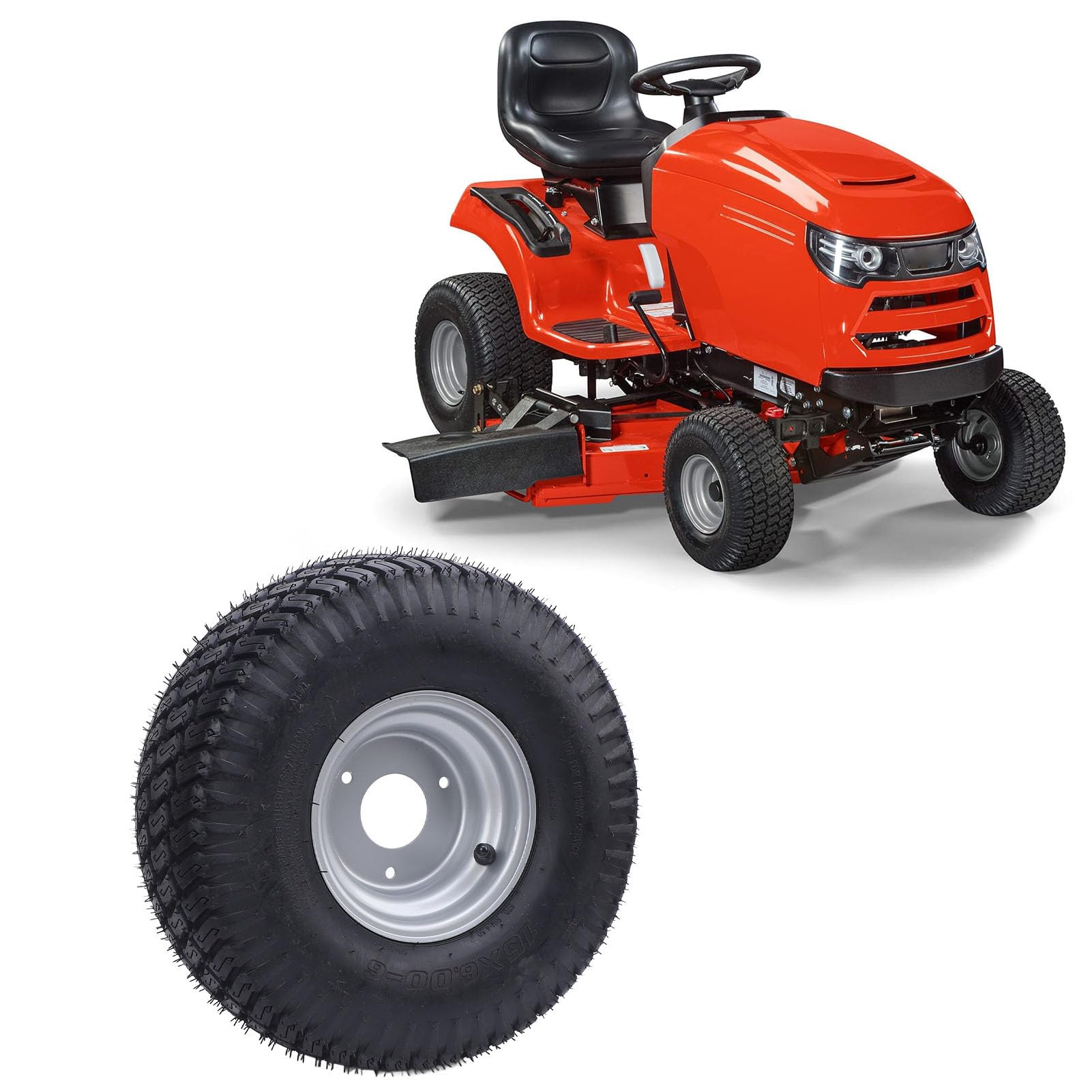 Ejoyous 6-calowy traktor trawnikowy zestaw opon i przednich kół 15 x 6,00-6 zapasowych kół z zaawansowaną technologią trakcji do traktorów trawnikowych Kosiarki