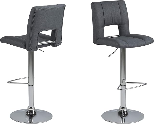 Amazon Brand - Movian Sarnen, Set of 2 Bar Stools, 52 x 41.5 x 115 cm (L x W x H), Dark grey
