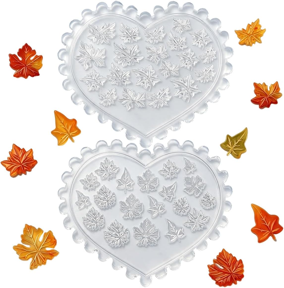 2Pcs 3D Maple Leaf Nail Art Molds Silicone Molds Epoxy Charms for Nails Carving Template, for Thanksgiving DIY Nails Decor Tool