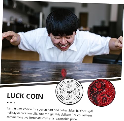Miniatura 6 de ibasenice Moneda conmemorativa de metal de la suerte 2pcs Moneda conmemorativa china Feng Shui Monedas Bagua China Moneda Juegos de mesa Poker