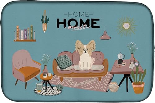 Miniatura 417 de Caroline's Treasures CK7824DDM - Tapete absorbente para secado de platos con diseño de bulldog inglés, rojo y blanco, para encimera de cocina, 14 x