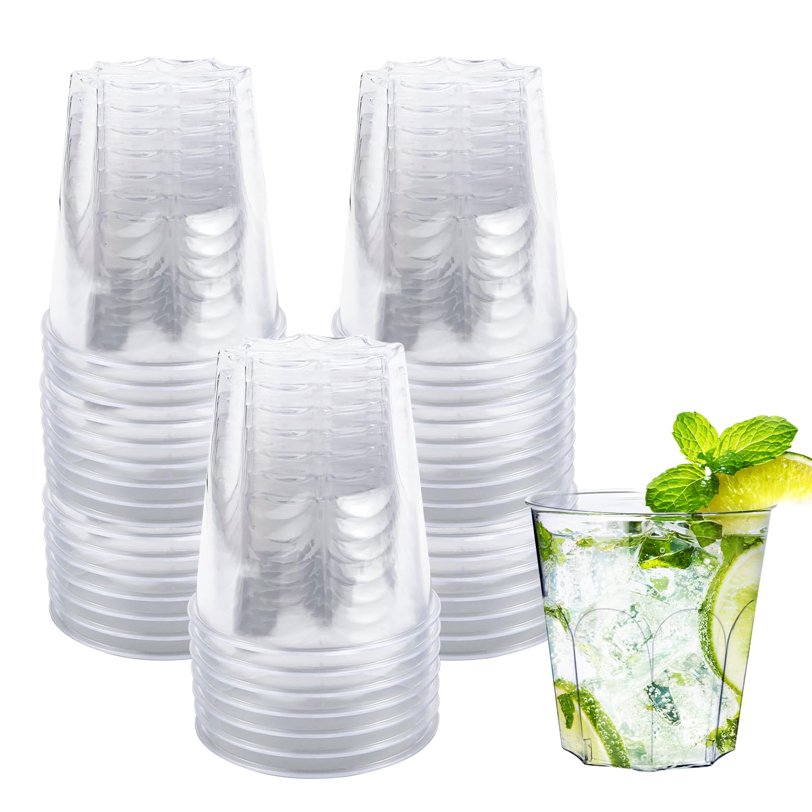 Bicchieri Plastica Rigida Lavabili 40 Pezzi Bicchieri in Plastica Trasparente 200 ml Resistenti e Riutilizzabili per Compleanni Matrimoni Barbecue Feste