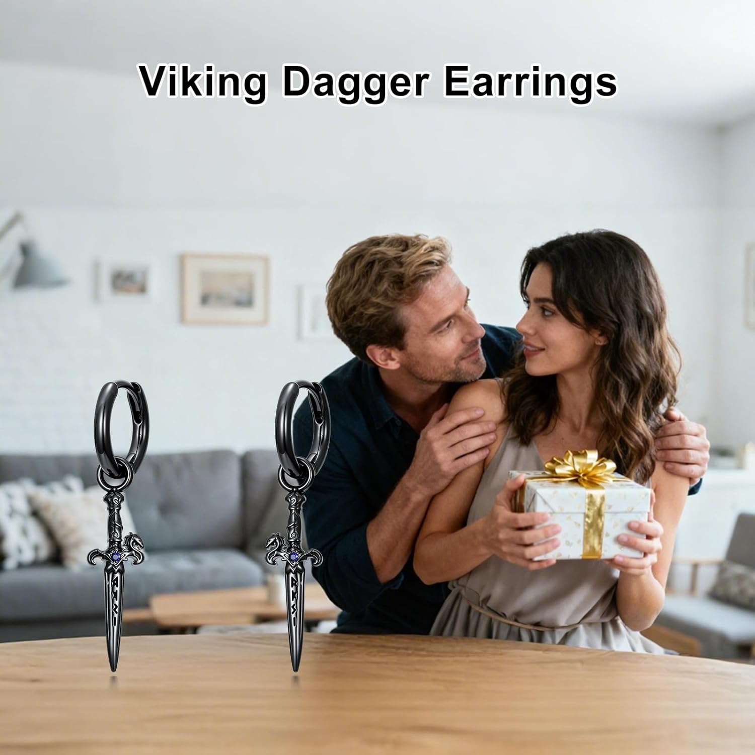 Sterling Silver Medieval Sword Dangle Drop Earrings Dagger Hoop Earrings Cross Knives Earrings for Women Girls Boys Men - Image 4