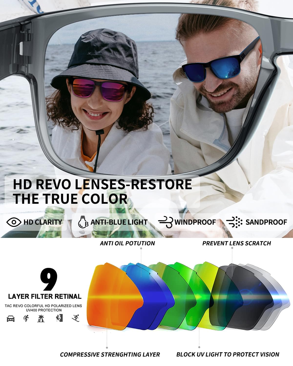 Rosemal Occhiali da sole polarizzati per donne e uomini, occhiali da sole sportivi, guida, ciclismo, corsa, pesca, escursionismo, golf, UV400 TR90