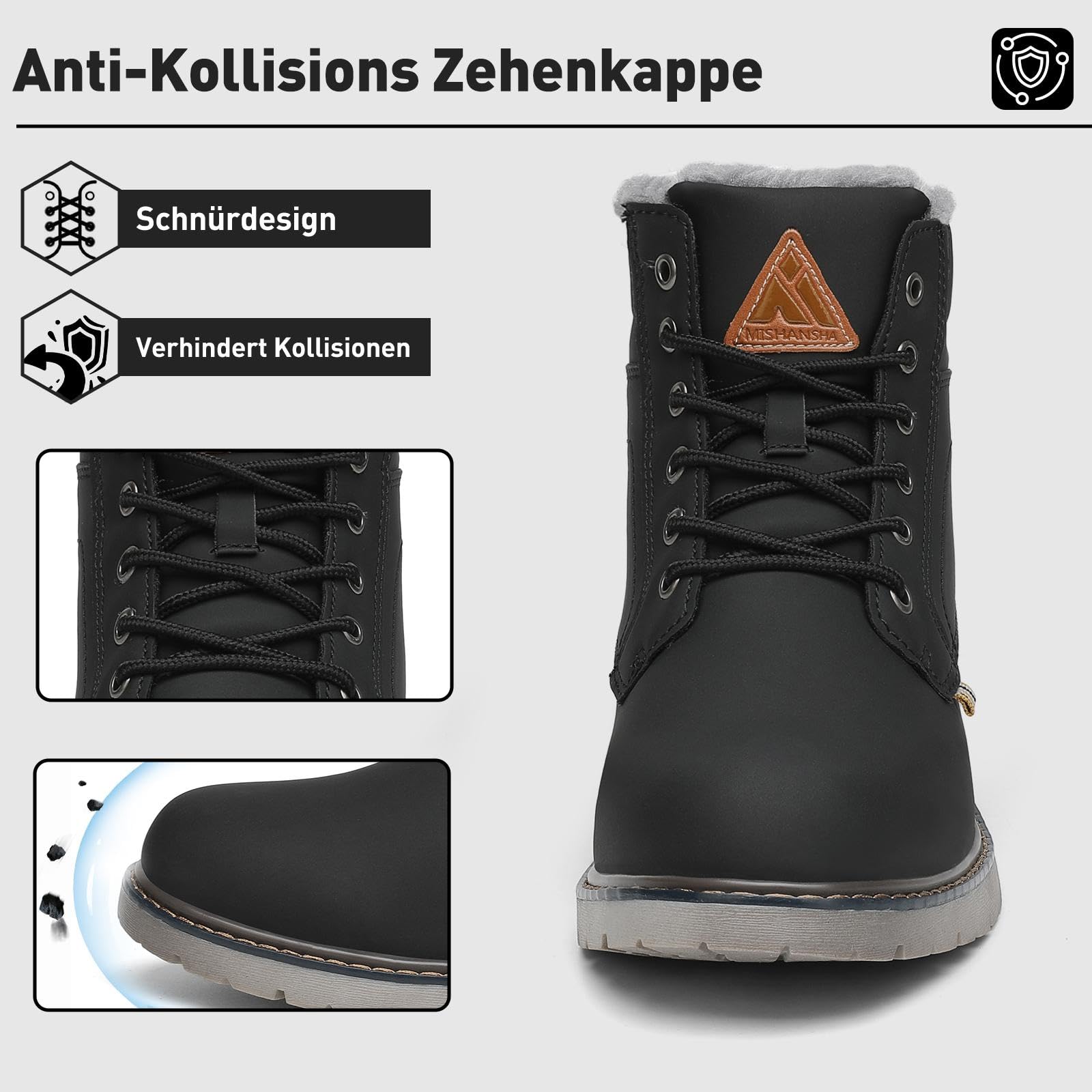 Mishansha Winterschuhe Gefüttert rutschfest Schneestiefel 36-48 EU | Stiefel Herren Outdoor Warm Arbeitsstiefel Damen Wanderung Bequem Alltag Klassische Boots Geschenk Halbstiefel Spaziergang