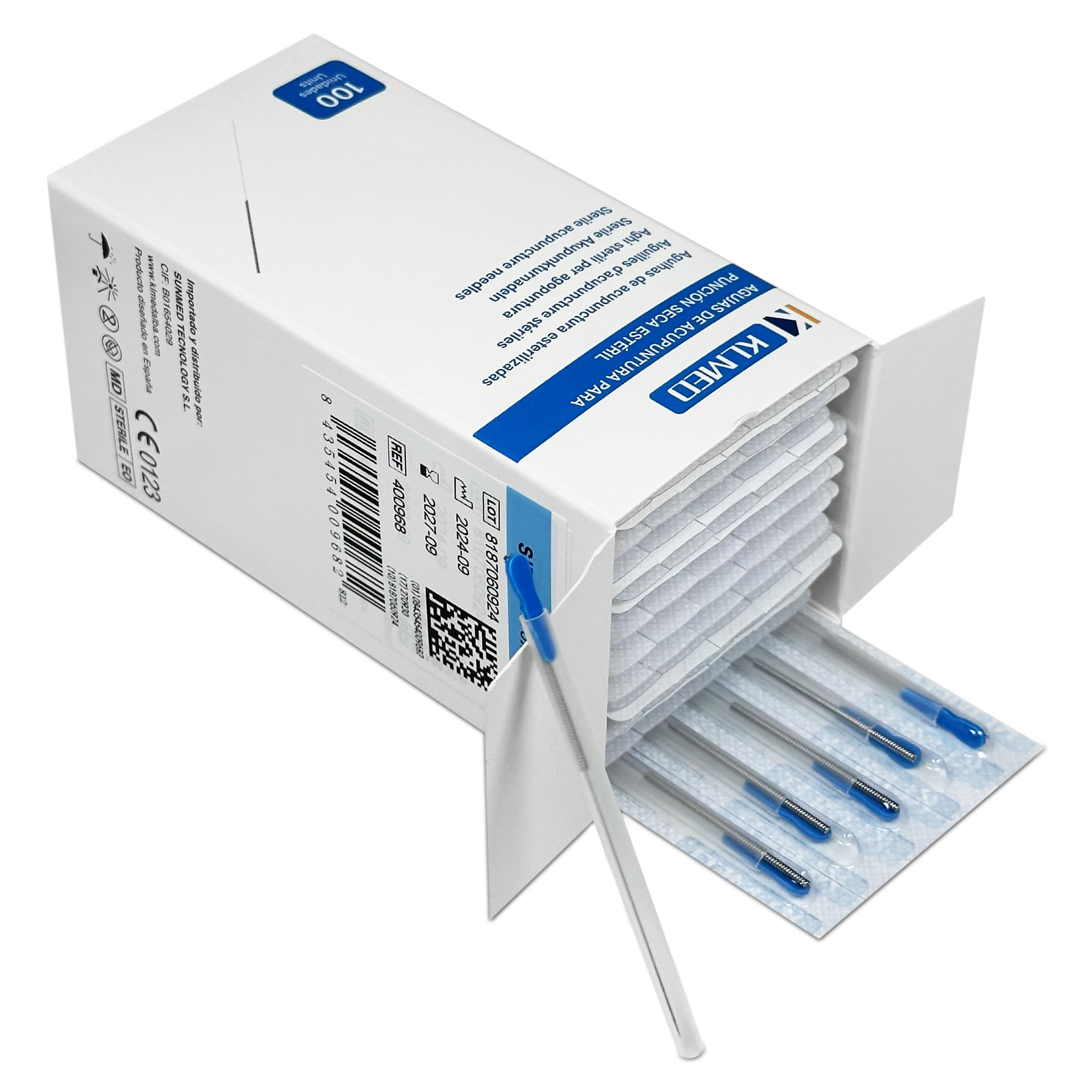 MUNTRADE Acupuntura y Punción Seca Estéril 0,3x40mm | 100 Unidades | Acero Inoxidable con Tubo Guía | Máxima Precisión y Seguridad