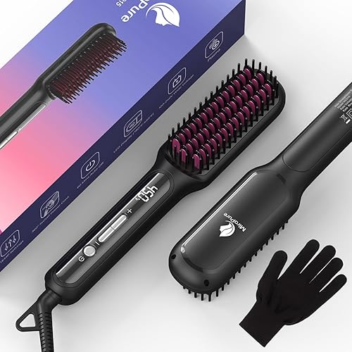 Miniatura 8 de MiroPure Cepillo alisador de cabello con técnica de plasma, cepillo alisador de cerámica con 16 ajustes de temperatura, calentamiento rápido de 30
