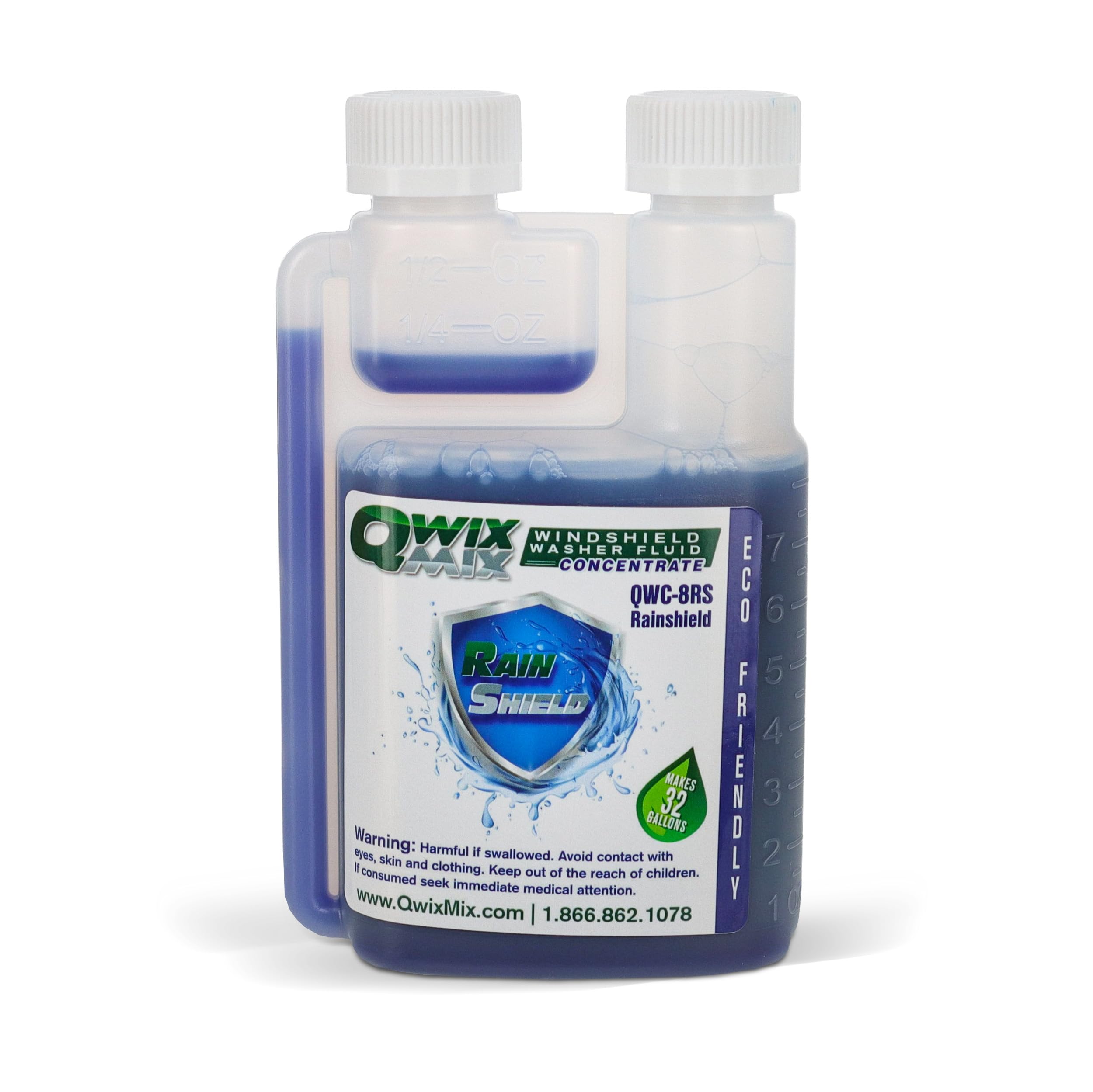 Rain Shield Windshield Washer Fluid Concentrate, 1 Bottle makes 32 Gallons– Repels Rain