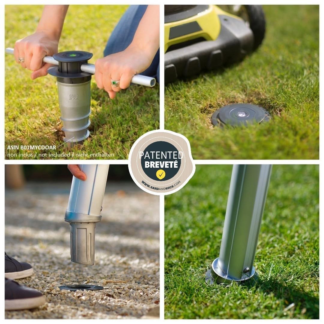 Mástil para Vela de Sombra de Aluminio Gard&Rock – Telescópico y Extraíble | Fijación todoterreno – Se inserta en la Base de Anclaje (no incl.) – Sin ocupar espacio – Terraza, jardín y piscina