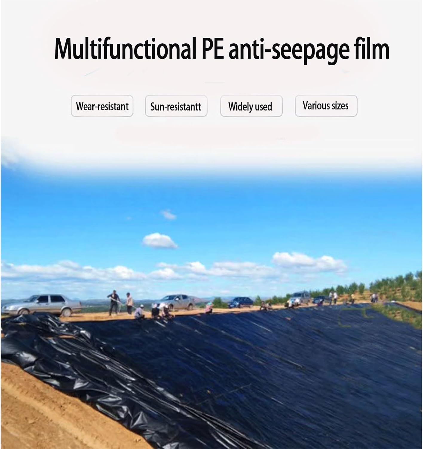 Pond Liner, Underlayment Black Fish Pond HDPE, Easy Cutting, for Fountain, Waterfall, Koi Pondsand Water Garden 29.5x29.5ft