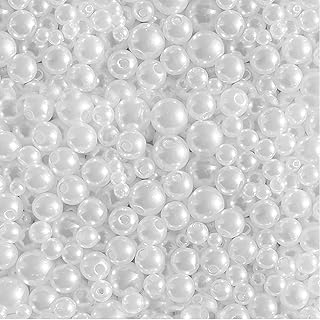 1500pcs Pearl Beads for Jewelry Making, 4mm 6mm 8mm 10mm Round Loose Pearls Beads with Hole, Bracelet Pearls for Crafts, White Pearls for Jewelry Making